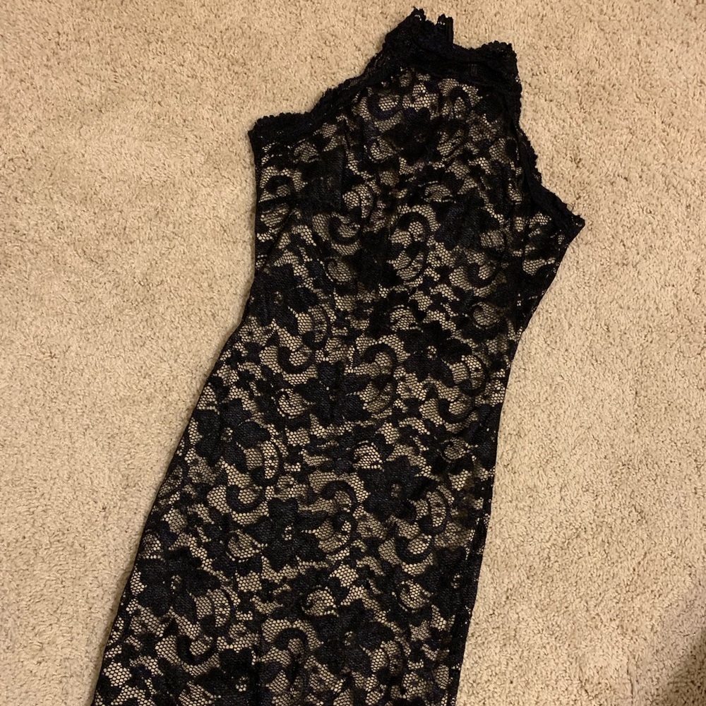 Black lace halter dress